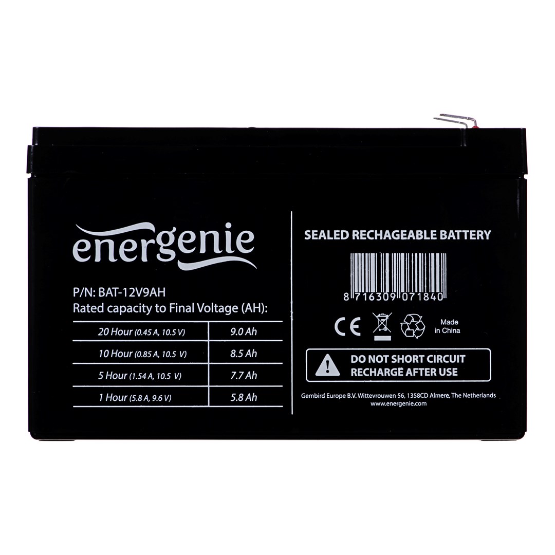 Bateri UPS Gembird BAT-12V9AH, 12V, 9Ah, e zezë