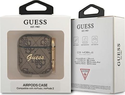 Këllëf për AirPods Guess 4G Protective Case, për gjenerata 1 dhe 2, kafe