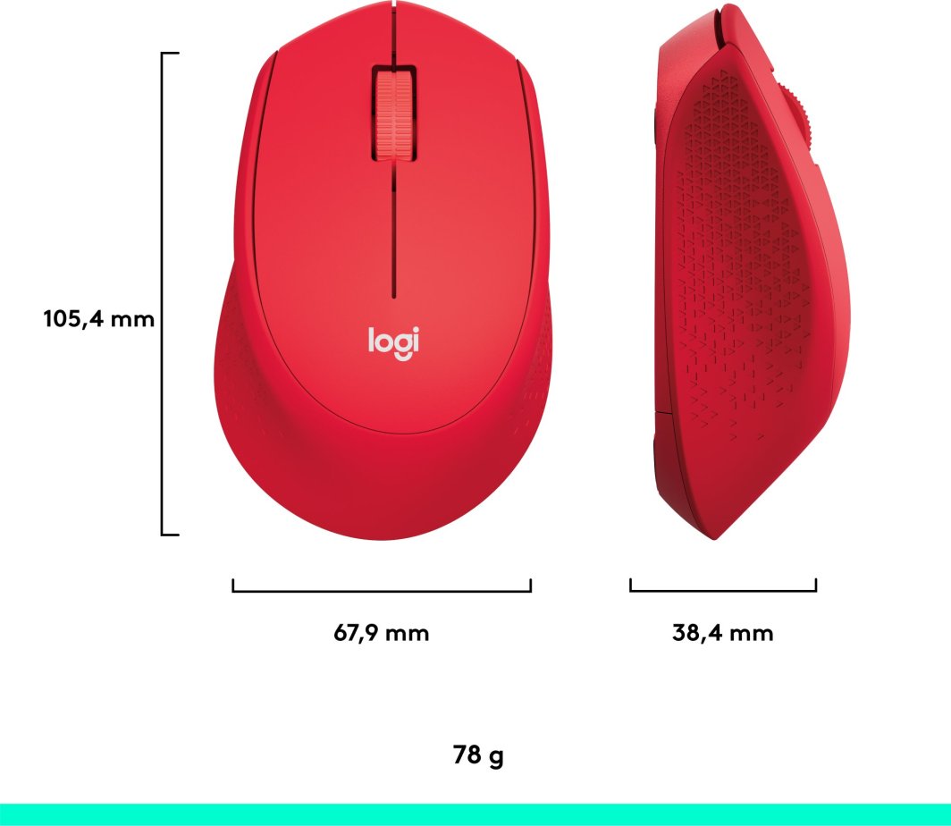 Maus Logitech M330, wireless, USB, i kuq