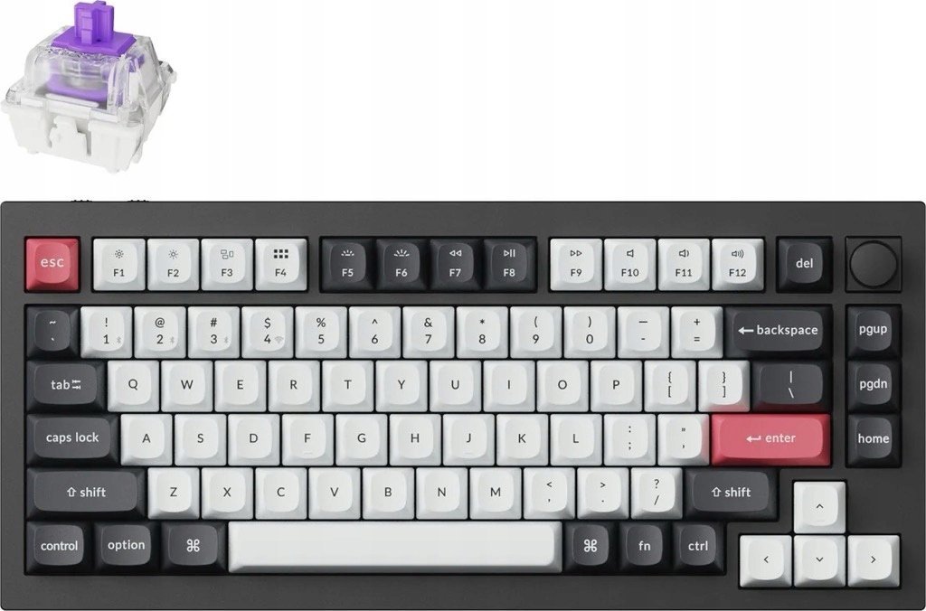 Tastierë mekanike Keychron Q1 HE Wireless, 75%, RGB, Carbon Black