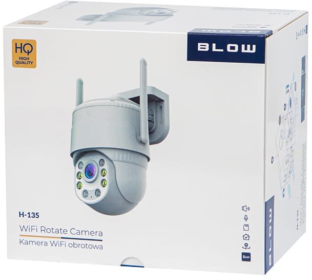 Kamera IP WiFi V380PRO, 5MP, PTZ и детекција на движење, бела