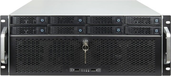 Kuti serveri rack Inter-Tech 4U-4708, 4U, 8 slote hot-swap, e zezë