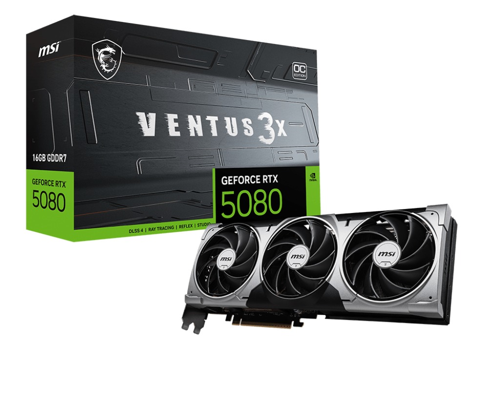 Kartelë grafike MSI VENTUS GeForce RTX 5080, 16GB GDDR7, e zezë