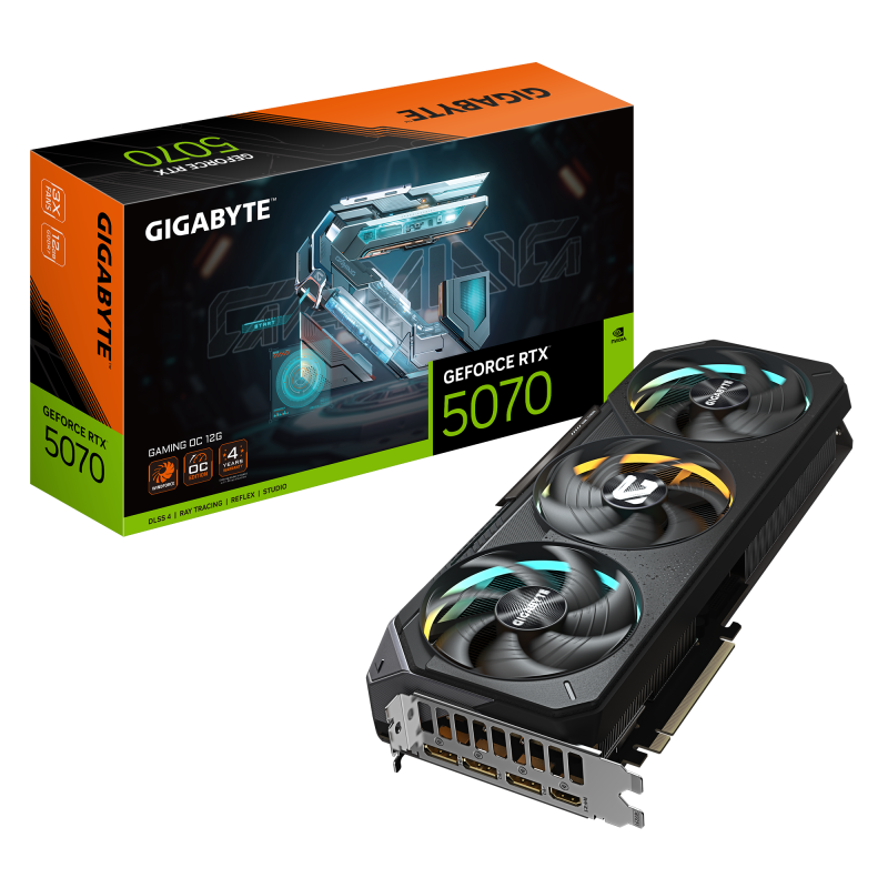 Kartë grafike GIGABYTE GeForce RTX 5070 Gaming OC 12G, 12GB GDDR7, PCIe 5.0, e zezë