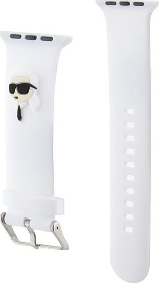 Rrip ore Karl Lagerfeld Karl Head NFT, për Apple Watch 42/44, silikon, i bardhë