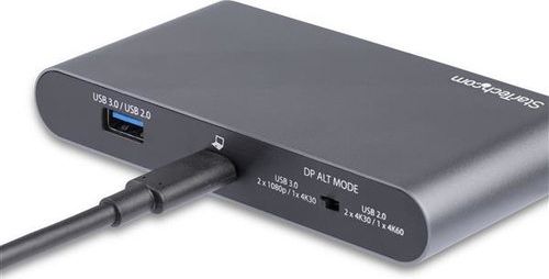 Dock USB C StarTech, Dual DisplayPort 4K, Power Delivery 100W, gri