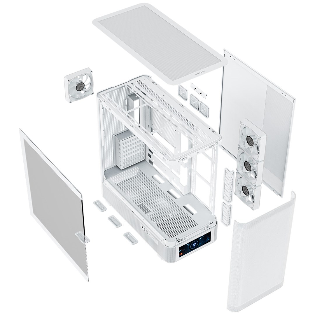 Kuti gaming MODECOM Volcano AQ500, MIDI Tower, ARGB, e bardhë