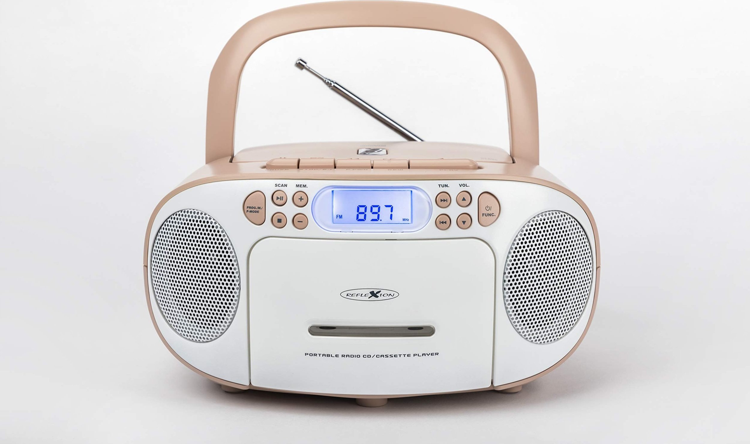Radio CD player Reflexion RCD 150, kasetofon, AUX, i bardhë e rozë