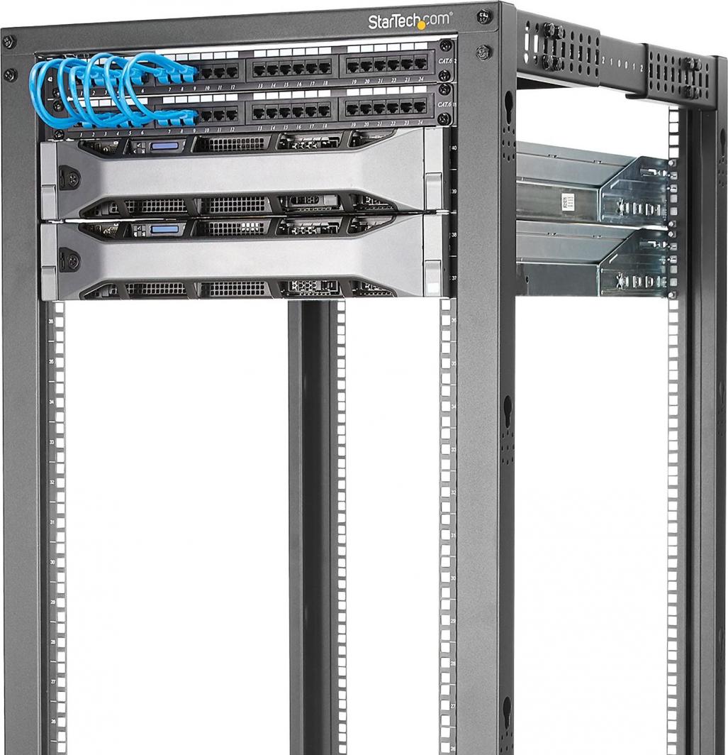 Raft serverik StarTech 4 Post 18U, 19", me rrota, çelik i zi