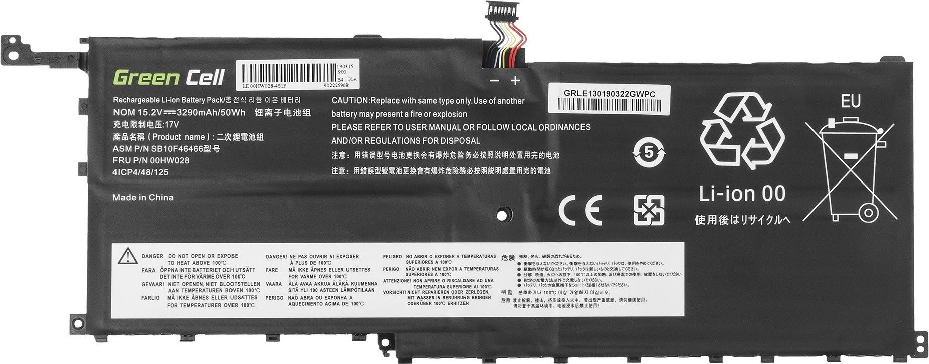Bateri laptopi Green Cell 00HW028 Lenovo LE130, 3290mAh, e zezë