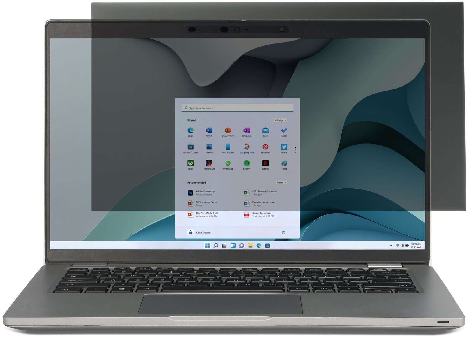 Filtër privatësie Kensington EQ, për laptop 15.6", raport 16:10, i zi