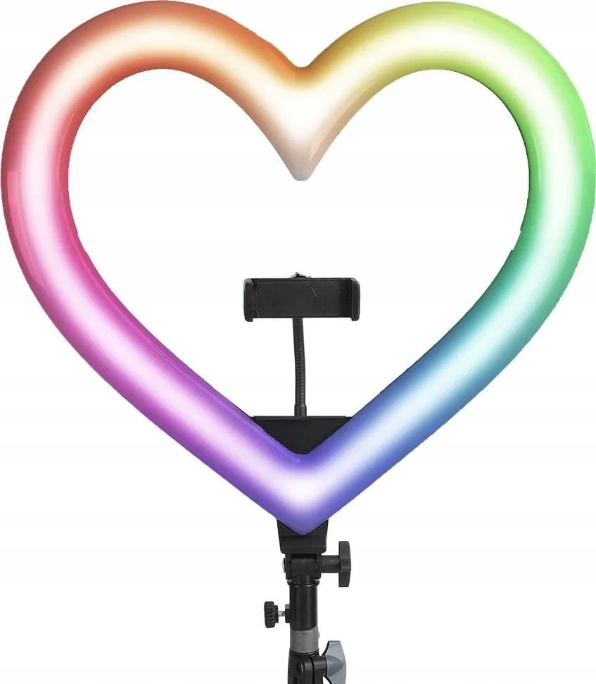 Unazë drite LED Heart Stream RGB, 10", tripod 2.1 m, me mbajtëse telefoni