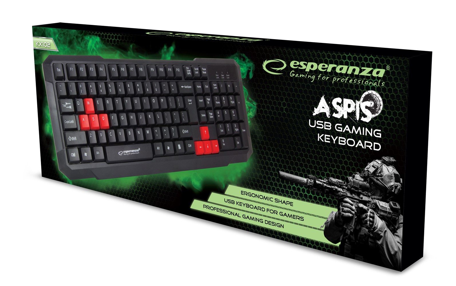 Tastierë Gaming Esperanza EGK102R, USB, e zezë