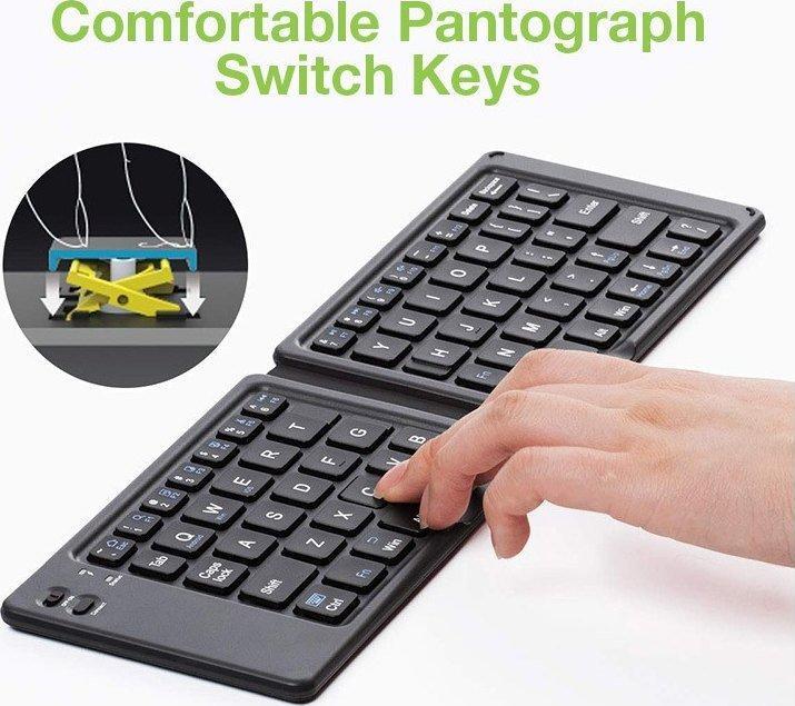 Tastierë Techly Foldable Wireless, Bluetooth 3.0, layout US QWERTY, e zezë