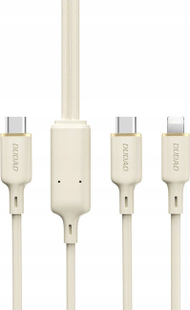 Kabllo 2 në 1 Dudao L7Sf, USB C në USB C dhe Lightning, 100W, 1.2m, bezhë