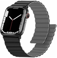 Rrip dore Swissten Silicone për Apple Watch, magnetik, 42/44/45/49 mm, gri e zezë