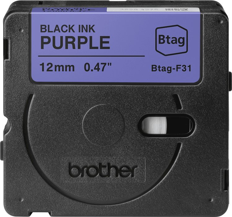 Rrip etiketa Brother BTAGF31, 12mm, tekst i zi në vjollcë