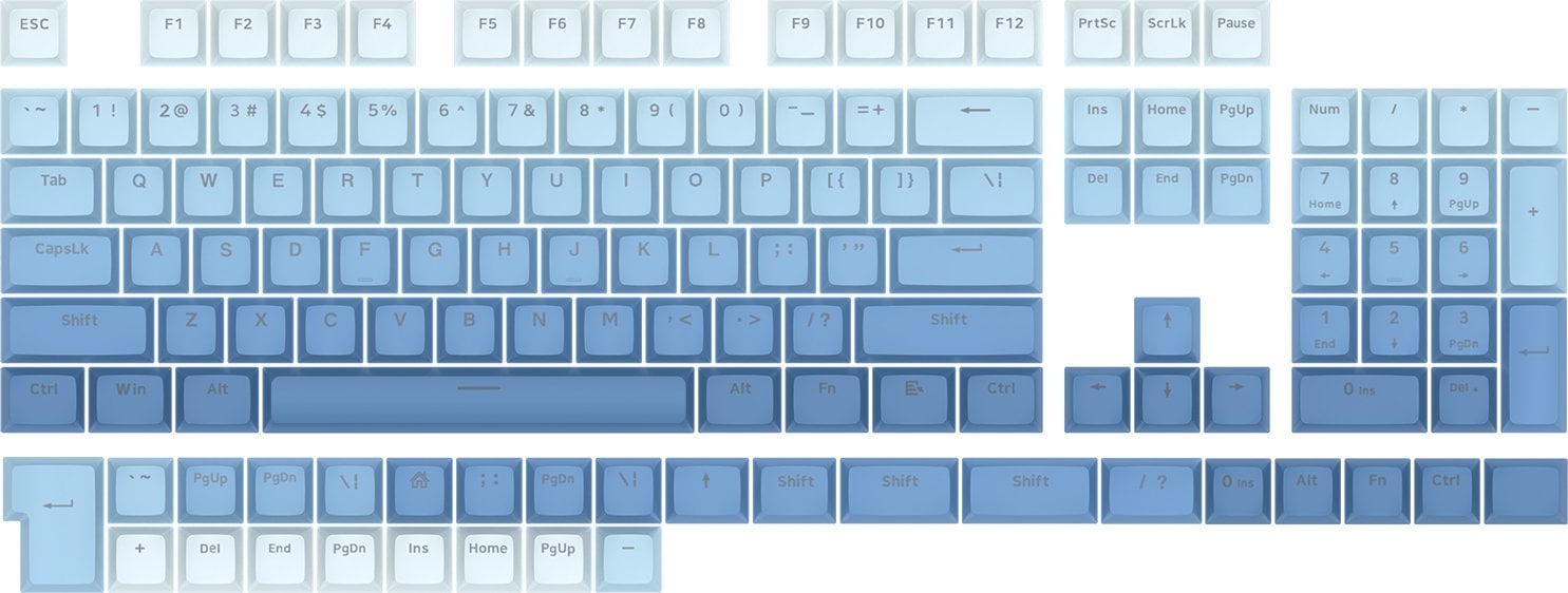 Keycaps Redragon A134, 104 taste, Doubleshot PBT, gradient blu