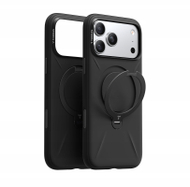 Kapotë telefoni TORRAS Ostand Spin Softune, për iPhone 17 Pro, me MagSafe, unazë stand, e zezë