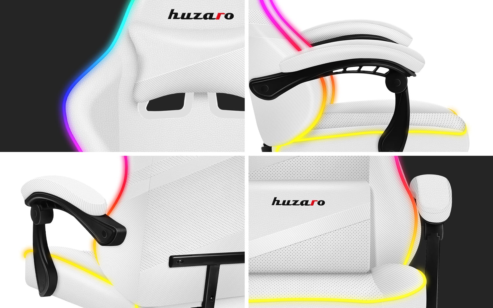 Karrige lojërash Huzaro Force 4.4 RGB, 130kg, e bardhë