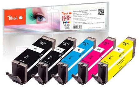 Kartridha boje Peach Saver Pack, kompatibile me Canon PGI-570XL CLI-571XL, set 5 copë, shumëngjyrëshe