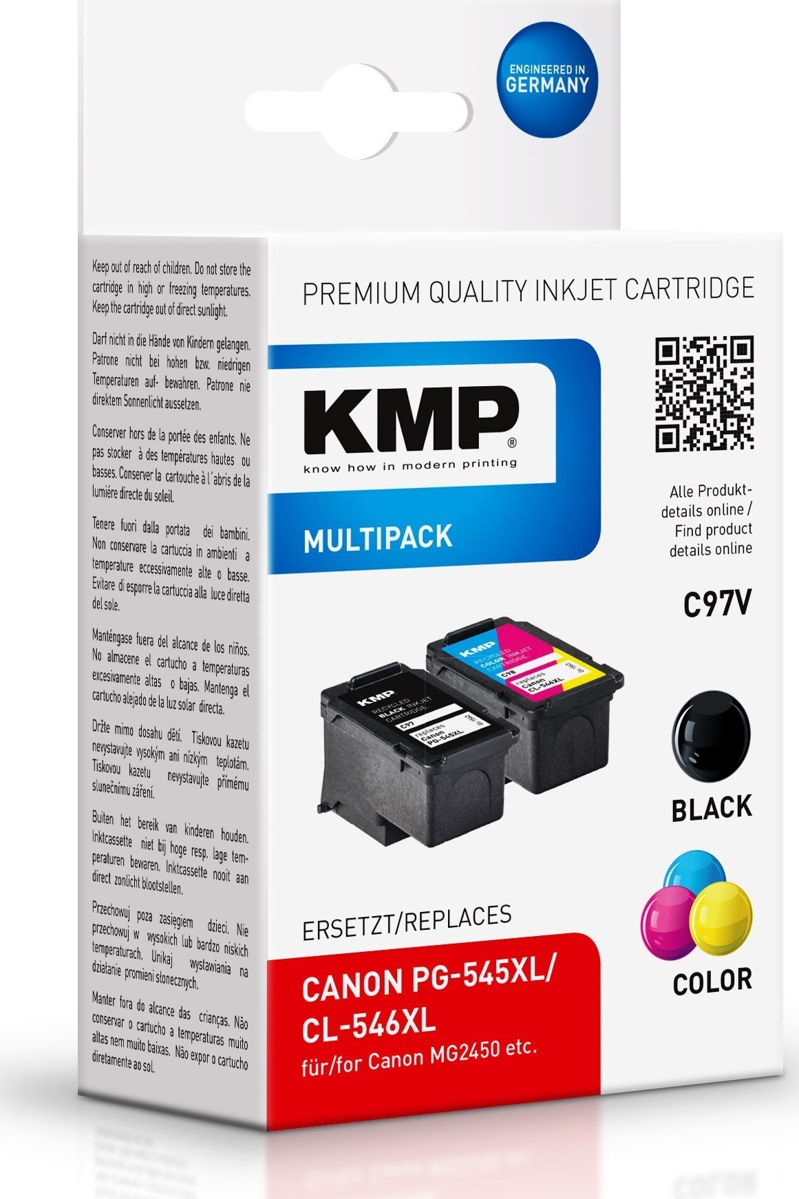 Patrone boje KMP C97V Multipack, kompatibil me Canon PG-545 CL-546 XL, 2 copë, e zezë dhe me ngjyra