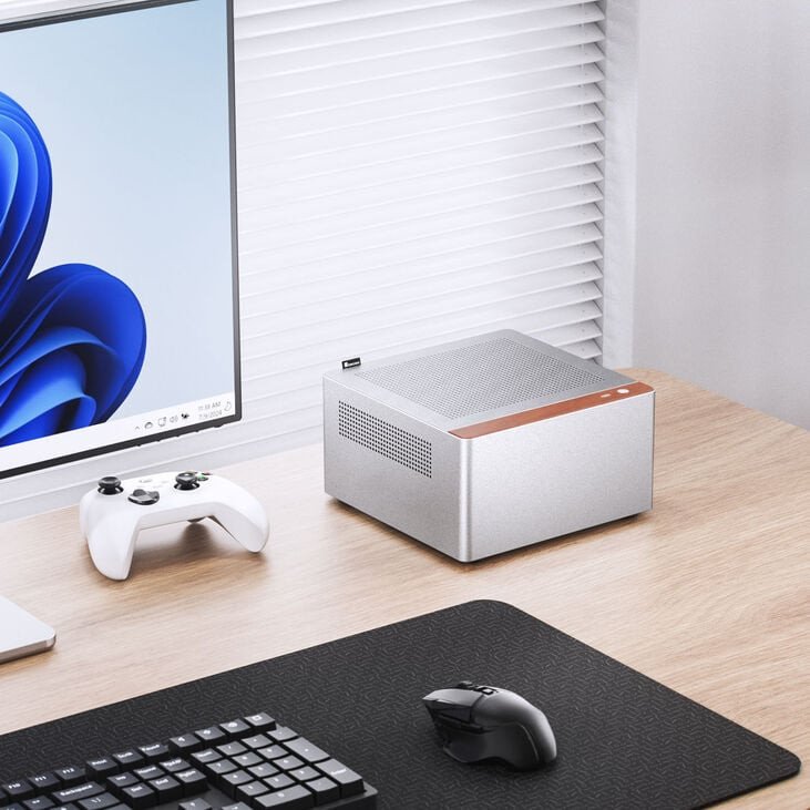 Куќиште за компјутер Jonsbo N10, мини-кула Mini ITX, со вентилатори, сребрена
