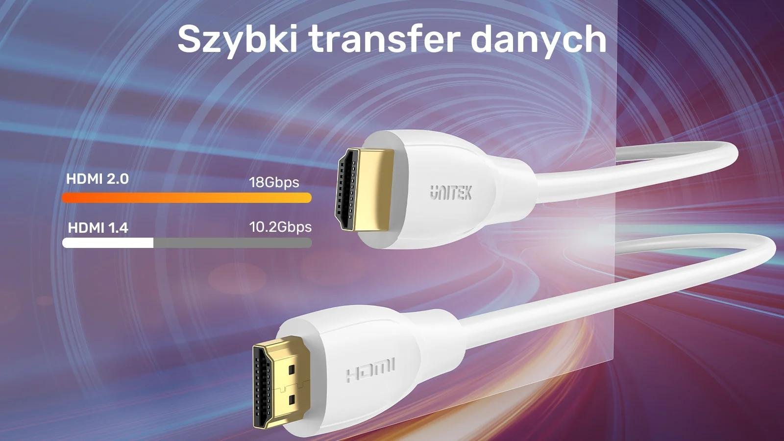 Kabllo HDMI Unitek C11090AWH03-1M, HDMI 2.0, 4K, 1m, e bardhë