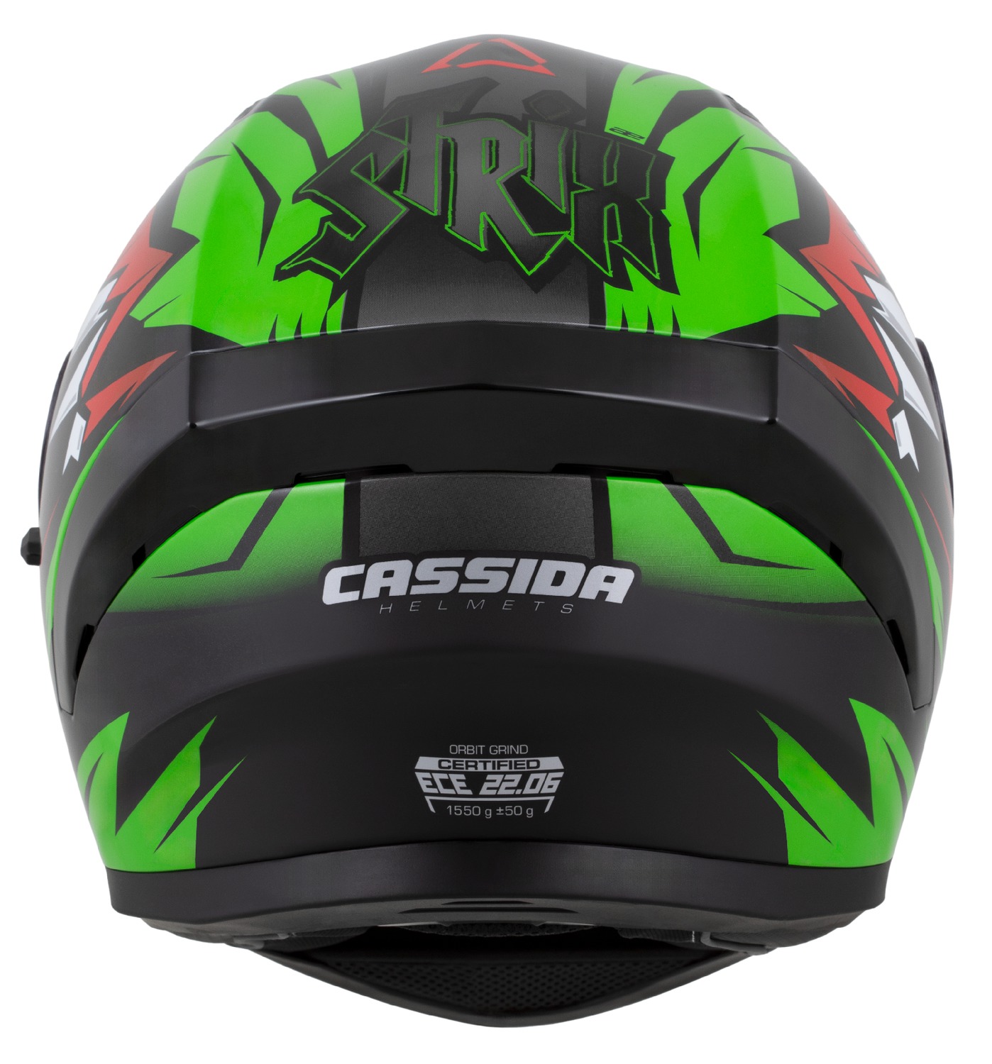 Helmetë integrale CASSIDA Orbit StriX 2026, vizor Pinlock, e kuqe jeshile gri bardhë zezë