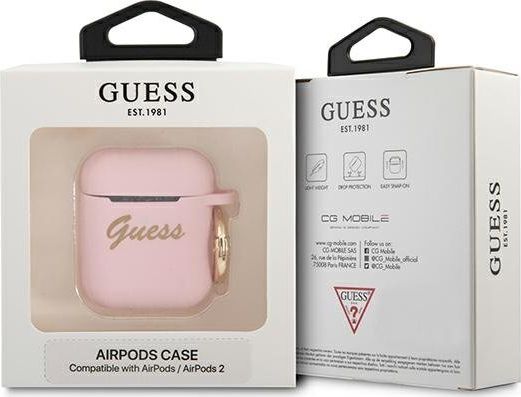 Mbulesë Guess GUA2SSSI për AirPods 1/2, silikon, rozë