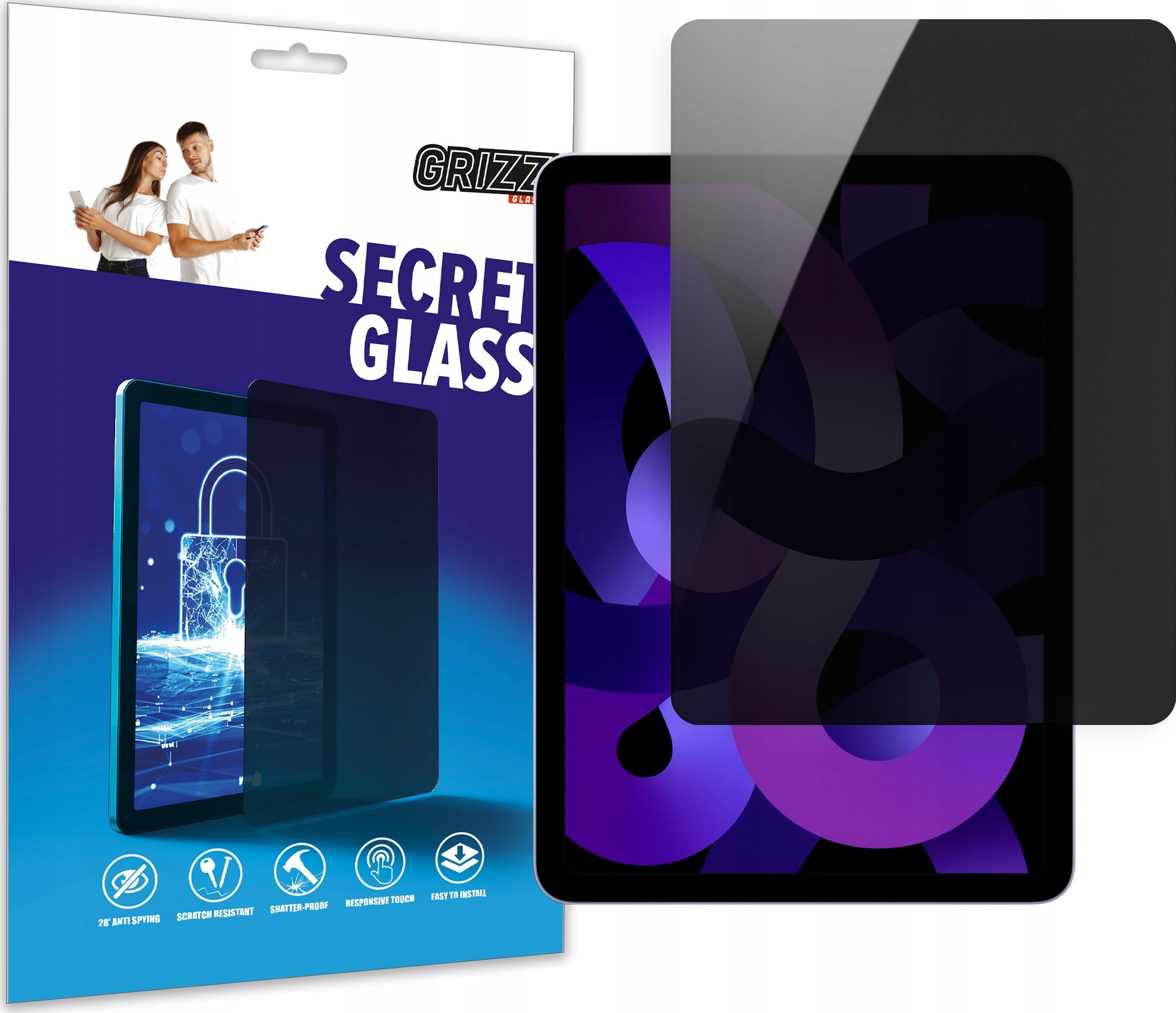 Xham mbrojtës privatësie GrizzGlass SecretGlass për Apple iPad Air 10.5" 3rd Gen, GRZ6365, transparent