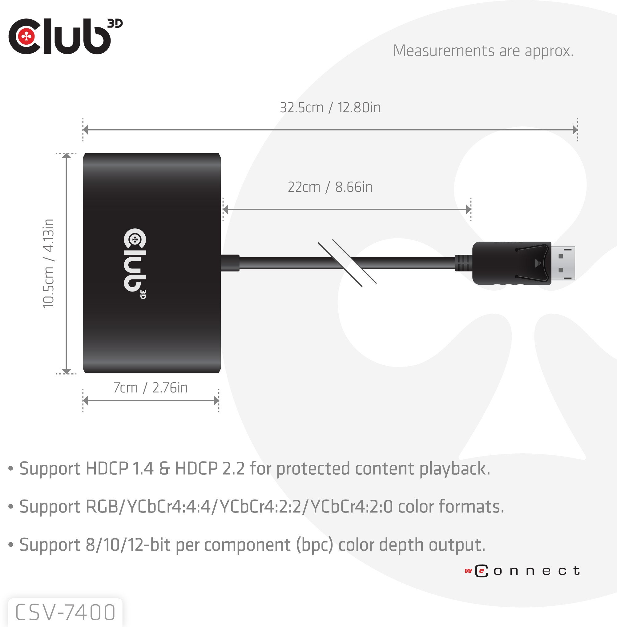 HUB Club 3D CSV-7400, DisplayPort në 4x DisplayPort MST, 4K 30Hz, i zi
