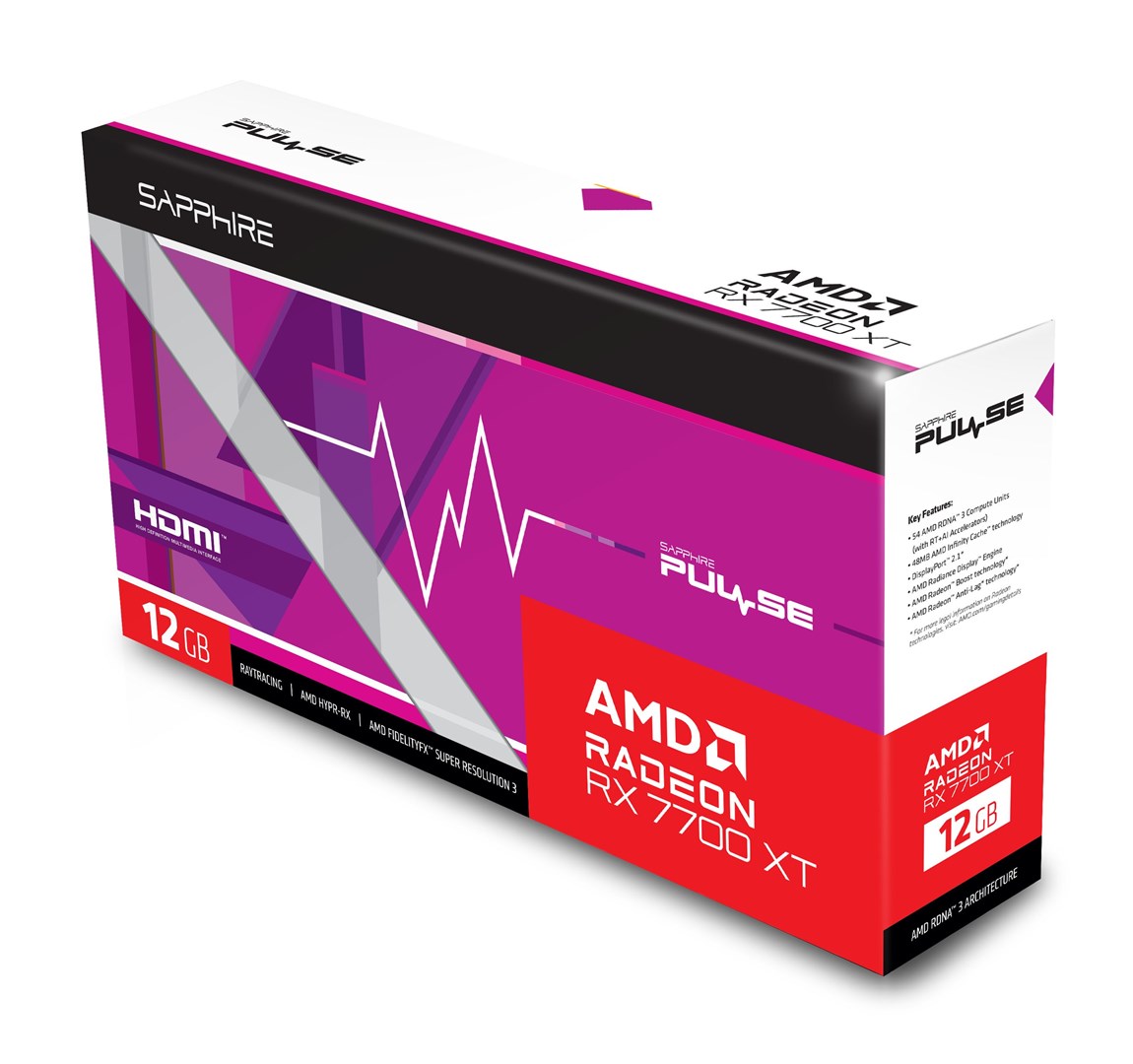 Kartë grafike Sapphire Gaming AMD Radeon RX 7700 XT, OC, 12 GB GDDR6