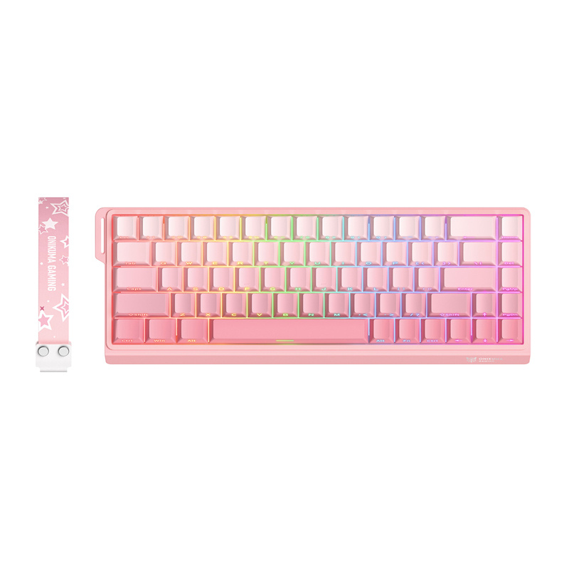 Tastierë gaming ONIKUMA G69, 68 taste, ARGB, rozë