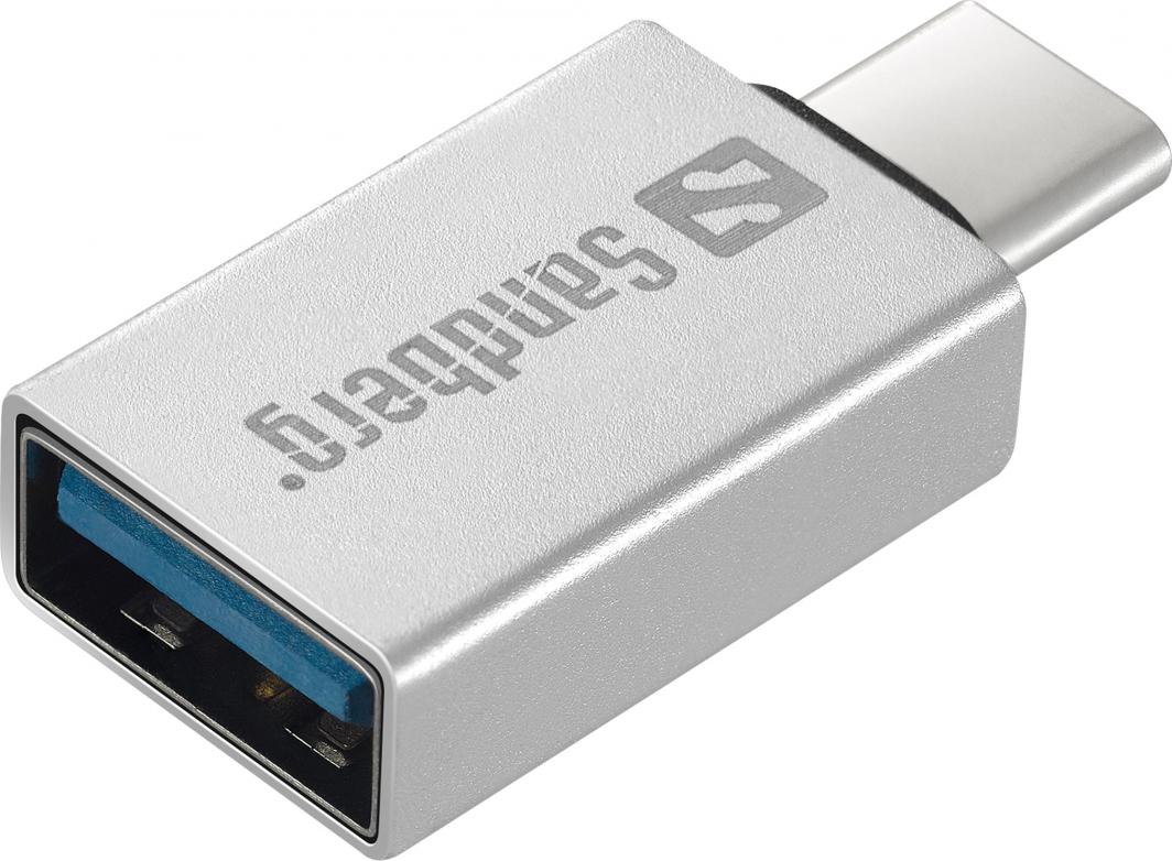 Përshtatës Sandberg USB C - USB A, argjend