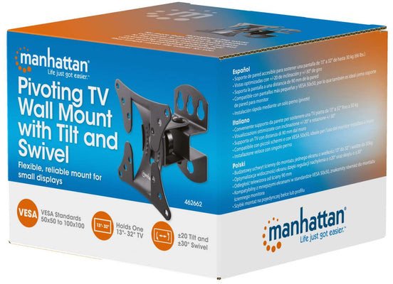 Mbajtës televizori Manhattan 462662, 32", rrotullues, i zi