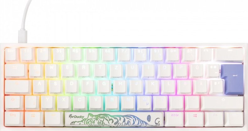 Tastierë gaming Ducky One 2 Pro Mini White Edition, mekanike Cherry MX Blue, RGB, e bardhë