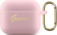Mbulesë silikoni Guess GUA3SSSI Vintage Script për AirPods 3, rozë