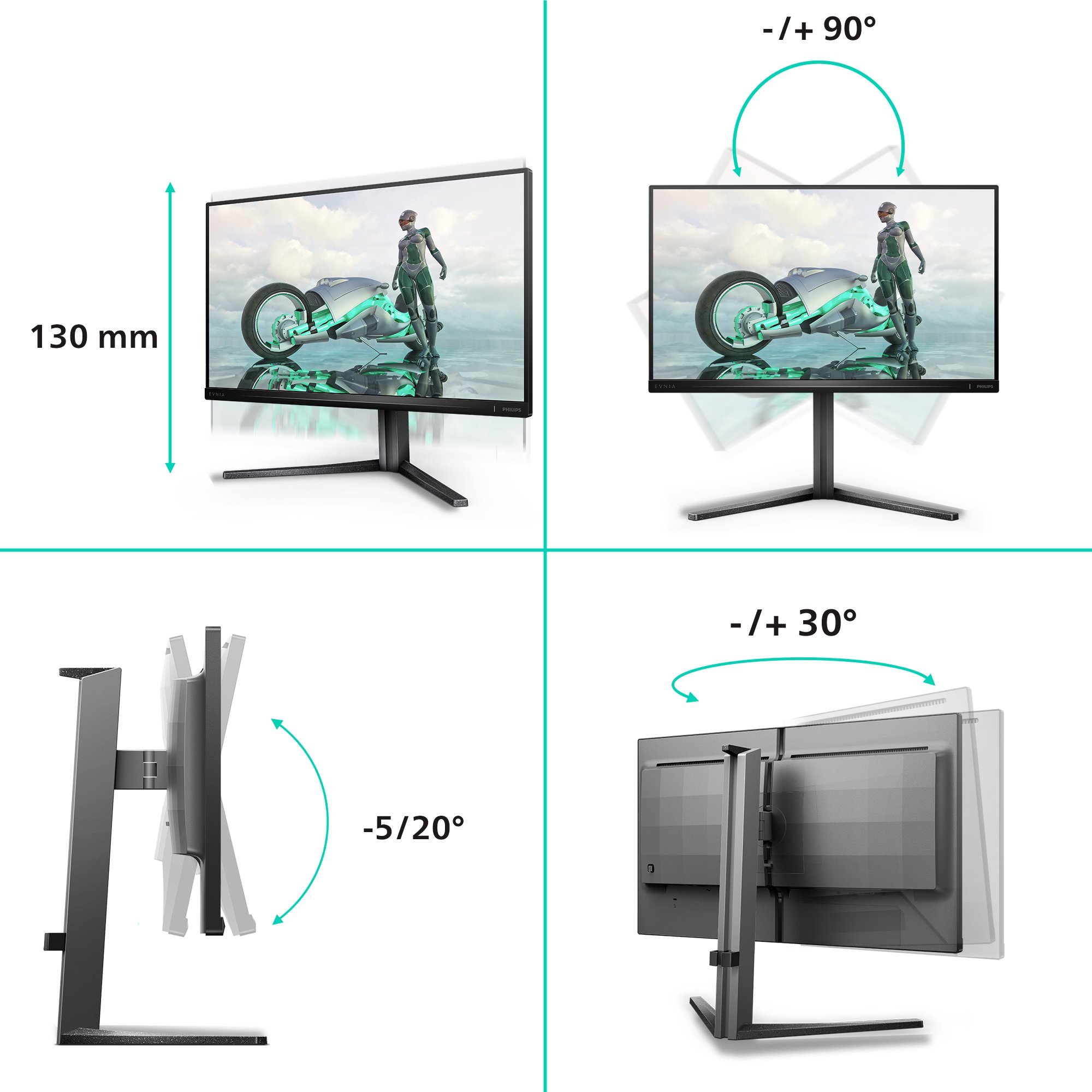 Monitor gaming 24.5", 300Hz, me rregullim lartësie, i zi
