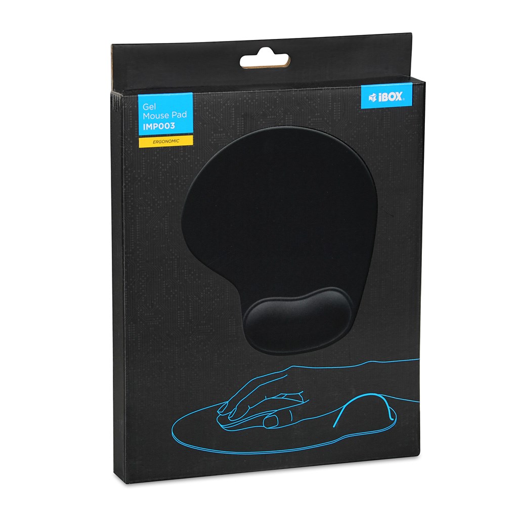 Mousepad ergonomik iBOX MP003, me jastëk xheli, i zi