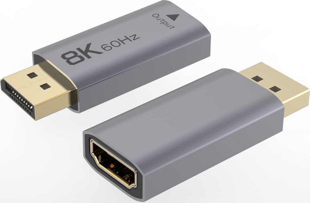 Adapter video PremiumCord HDMI 2.1 në DisplayPort 1.4, 8K 60Hz, 4K 144Hz, gri Space