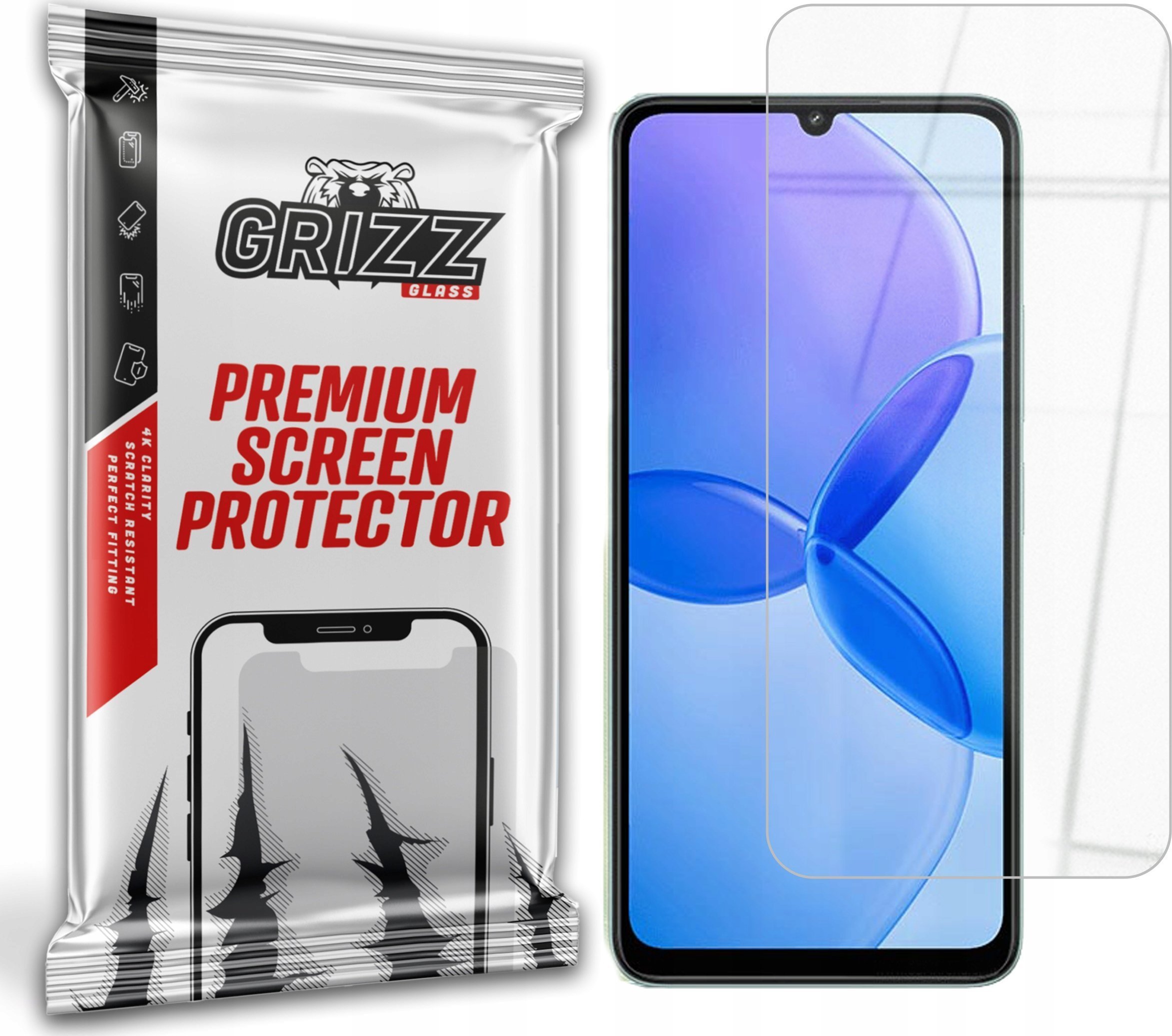 Stikël mbrojtëse hibride GrizzProtector për Xiaomi Redmi 13R, fortësi 9H, transparente