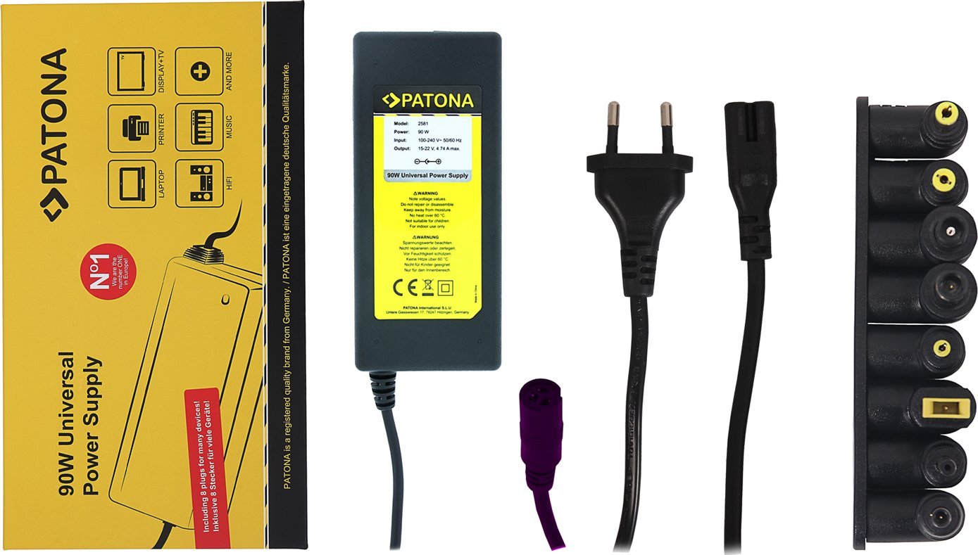 Универзален адаптер Patona 2581, 90W, 100-240V, црн