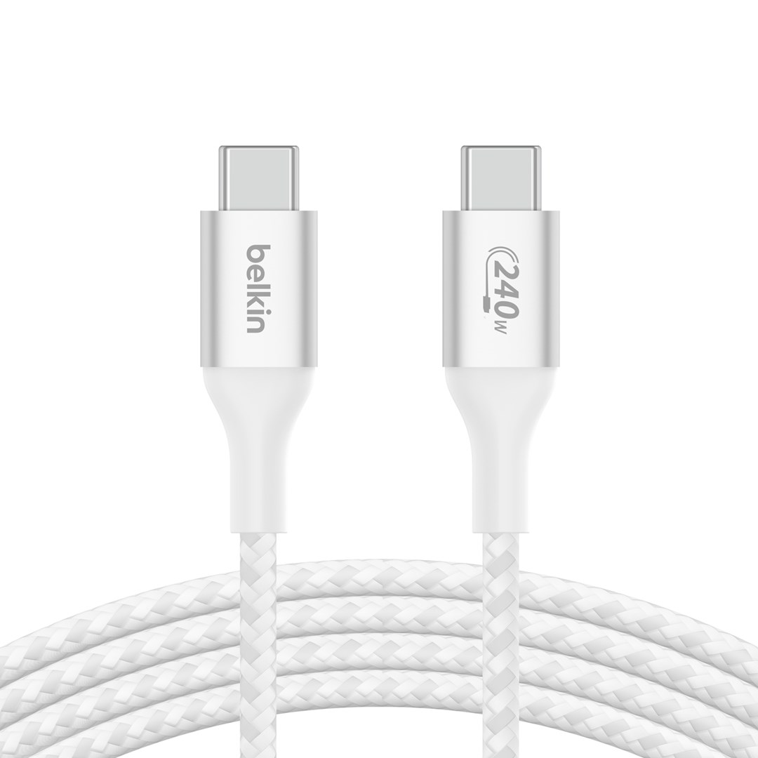 Kabllo USB-C Belkin BoostCharge, 240W, 6.6', e bardhë
