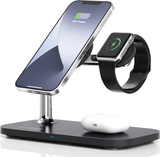 Karikues wireless RealPower ChargeAIR Mag, USB Type C, për smartphone dhe smartwatch, i zi