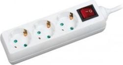 Shirit rryme LogiLink LPS206, 3 presa, kabllo 1.4 m, i bardhë