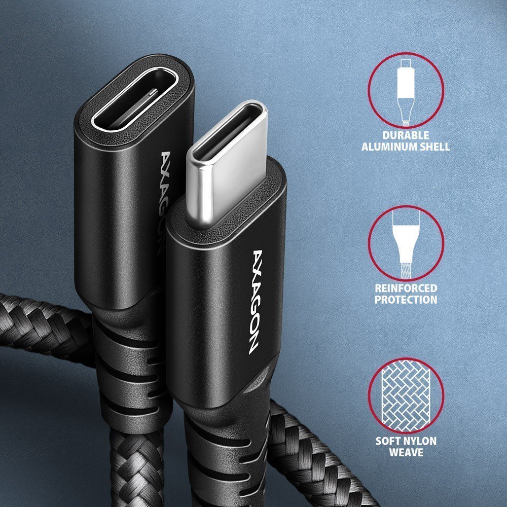 Kabllo USB Axagon BUCM32 CF15AB, USB C në USB C, 1.5m, 240W, i zi