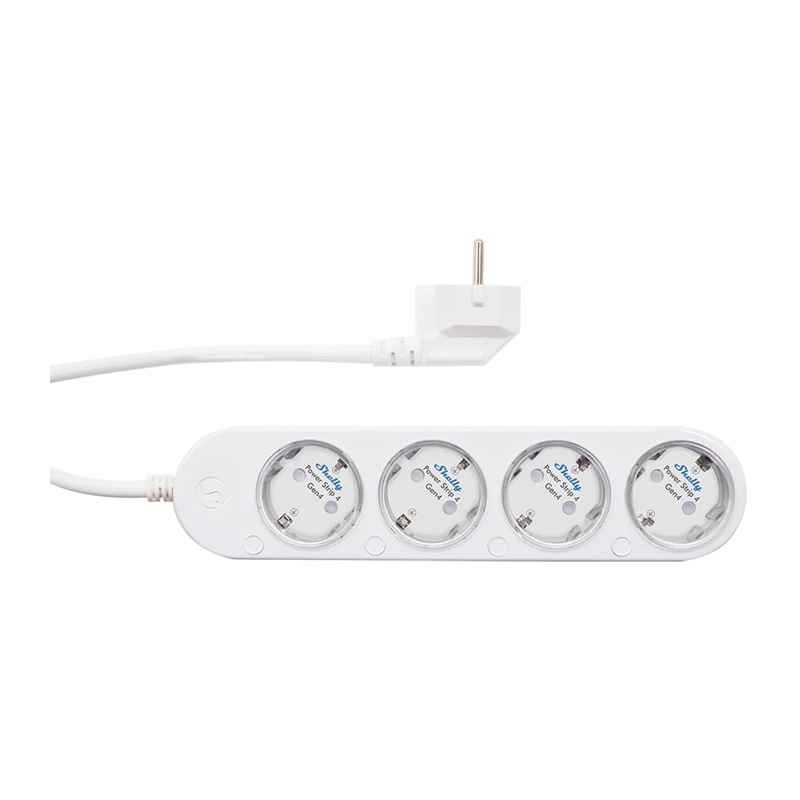 Prizë zgjatuese smart Shelly Power Strip Gen4, 4 dalje, Wi‑Fi Zigbee Matter, e bardhë