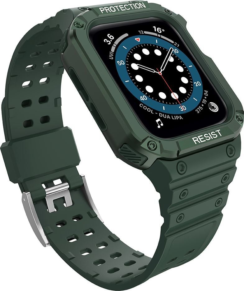 Rrip me kasë për orë smart Hurtel Protect Strap, për Apple Watch 45 44 42mm, jeshil
