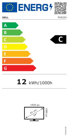 Monitor Dell P2422H LED EEC C (A - G), 23.8", FHD, i zi / argjendtë